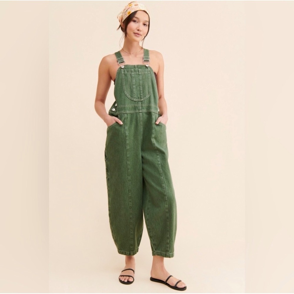 L.F. Markey 100% Cotton Y2K Jesse Embroidered Barrel Leg Retro Denim Overalls 4
